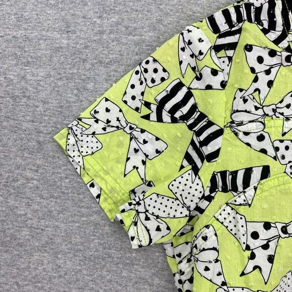 Heart Soul Scrub Top Womens Extra Small Green Bows Short Sleeve Nurse Uniforms - Picture 5 of 11